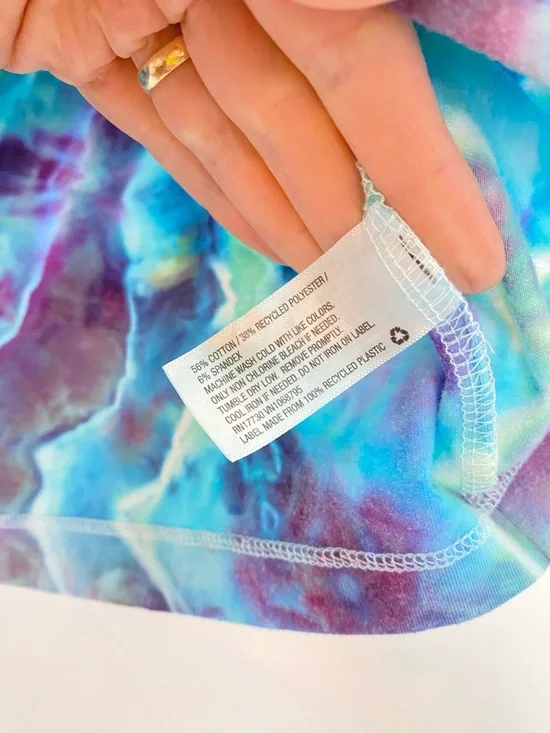 Upcycled Handmade Geode Tie Dye Tank Top Womens Size XS OOAK Ice Dye Blue Multi - Picture 4 of 6